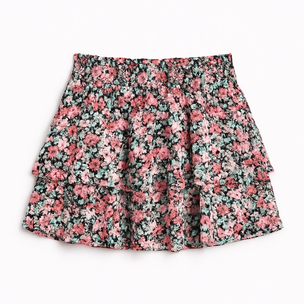 Floral Pink and Black Women's Skirt